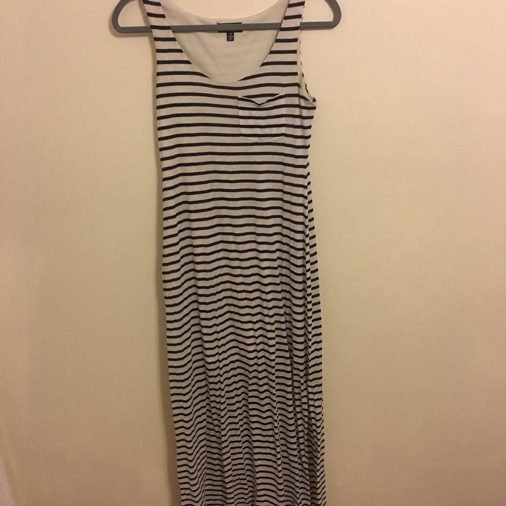 Navy and Nude Striped Maxi Dress